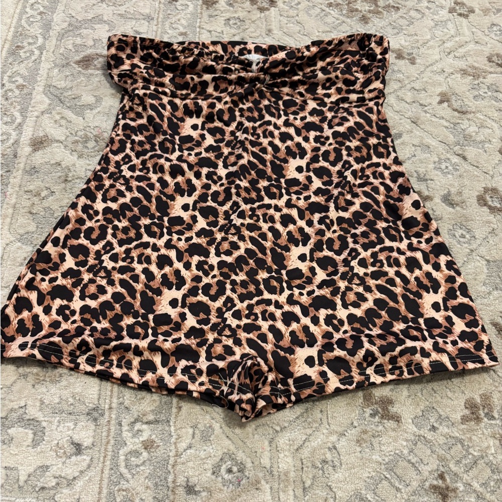High Waist Leopard Print Women's romper